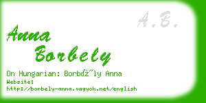 anna borbely business card